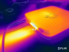 Oberflächentemperaturen Stresstest nach 1 Stunde: Maximal ~42 °C am Luftauslass
