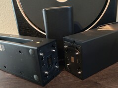 Die eigentliche Soundbar besteht aus drei Einzelteilen, die sich aber nicht einzeln nutzen lassen (Bildquelle: Notebookcheck)