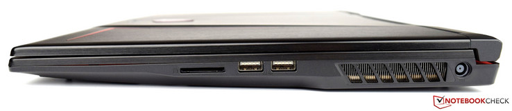 rechts: SD-Kartenleser, 2x USB 3.0, Lüftungsschlitze, Netzanschluss
