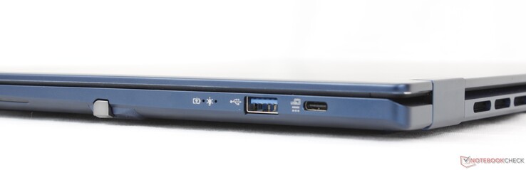 Rechts: Eingabestift, USB-A (5 Gbit/s), USB-C 4.0 mit Power Delivery + DisplayPort