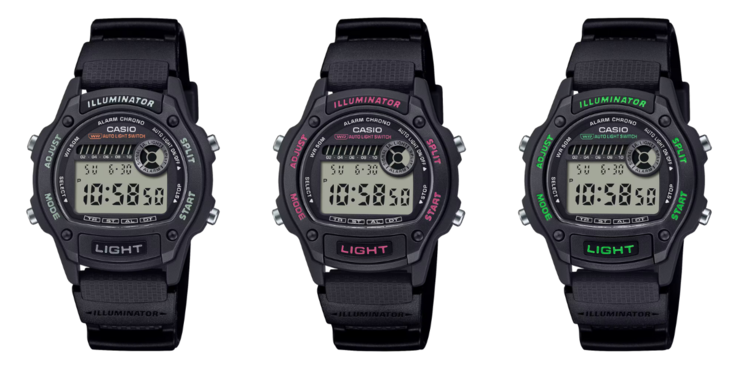 Von links nach rechts: die Casio W-220H-1AV, W-220H-1A2V und W-220H-1A3V. (Bildquelle: Casio)