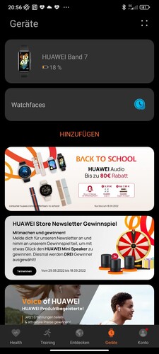 In der Health App gibt es auch Huawei-Werbung