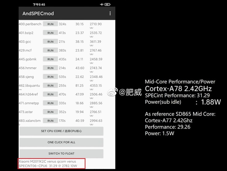 Das Mid-Core Performance-Effizienz-Verhältnis des Snapdragon 888 scheint ebenfalls nicht gerade ideal.
