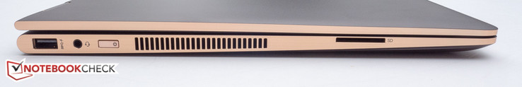 links: USB 3.1 Typ-A, 3,5-mm-Audio, Power Button, SD-Kartenleser