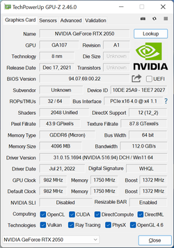 GPU-Z Nvidia GeForce RTX 2050