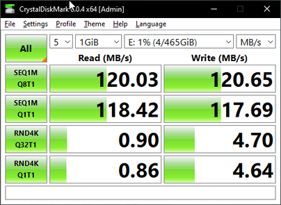 CrystalDiskMark 8 - 500 GB 5400 RPM SSHD
