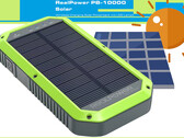 RealPower PB-10000 Solar: Qi Wireless Charging Solar Powerbank mit 37 Wh und LED-Lampe.