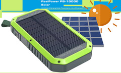 RealPower PB-10000 Solar: Qi Wireless Charging Solar Powerbank mit 37 Wh und LED-Lampe.