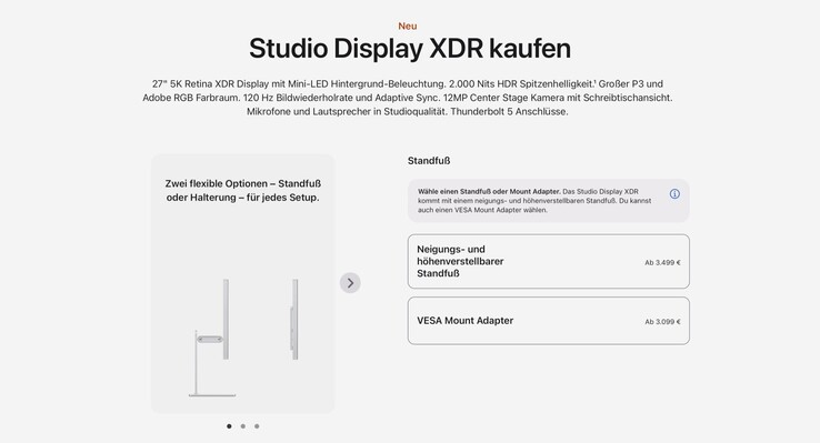 Das Apple Studio Display XDR mit VESA-Adapter kostet ab sofort 400 Euro weniger.
