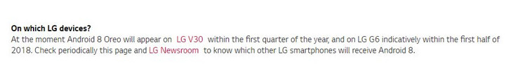 Laut LG Italia: Das G6 könnte auch erst im Juni das Oreo-Update erhalten.