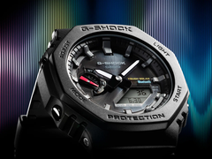 Im Bild: Nahaufnahme des Zifferblatts der Casio GA-B2100-1A. Die neue Casio-Serie im höheren Segment erscheint als Resin- und Metallvariante