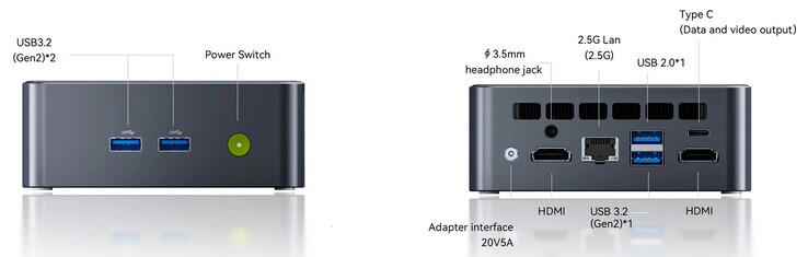 Die externen Schnittstellen des GMKtec NucBox M3 Ultra (Quelle: GMKtec)