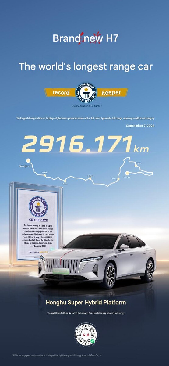 Der Hongqi H7 hat eine rekordverdächtige Reichweite
