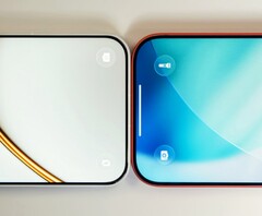 Das OnePlus 15T zeigt sich mit dünneren Bildschirmrändern neben einem Apple iPhone 17 Pro.