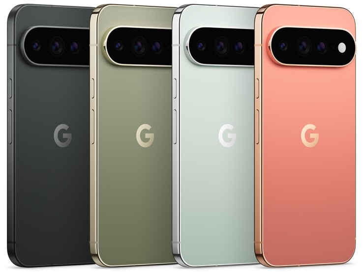 Alle vier Google Pixel 11 Pro (XL) Farben: Obsidian, Olive, Fog und Canyon.
