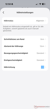 Mäheinstellungen