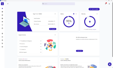 Vantage, Startbildschirm