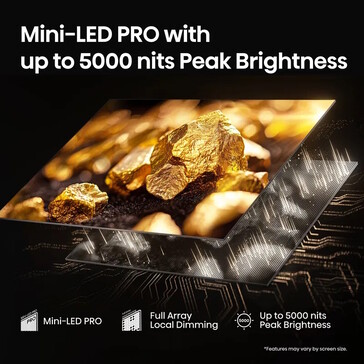 Beworben wird eine Spitzenhelligkeit von bis zu 5.000 cd/m² (Bildquelle: Hisense)