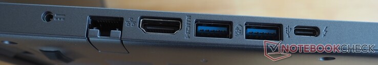 linke Seite: Energiezufuhr, RJ45-LAN, HDMI 2.1, 2x USB-A 3.0, Thunderbolt 4