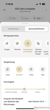 Reinigungseinstellungen