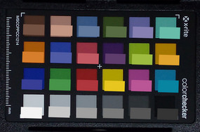 ColorChecker-Farben abfotografiert. In der unteren Hälfte jedes Patches haben wir die Originalfarben abgebildet.