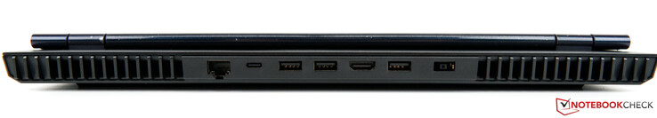 Hinten: Netzwerk/LAN (RJ-45), USB-C 3.2 Gen 2 (DisplayPort 1.4 und Stromversorgung), 2 x USB-A 3.2 Gen 1, HDMI 2.1, USB-A 3.2 Gen 1, Netzanschluss