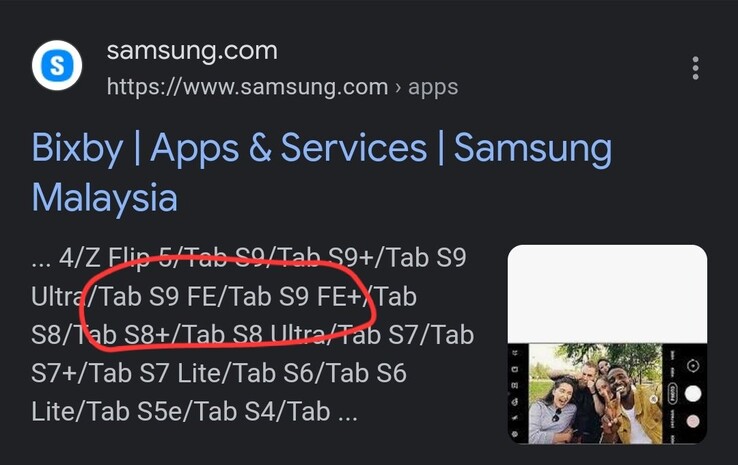 Samsung bestätigt die Existenz von Galaxy Tab S9 FE und Galaxy Tab S9 FE+ auf einer Webseite.