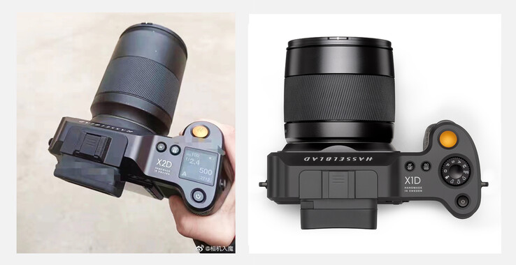 Die Hasselblad X2D (links im Bild) bekommt ein zweites Display, das Gehäuse bleibt ähnlich groß wie bei der X1D (rechts im Bild).