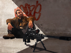 Artwork mit einer Darstellung von Nico Bellic aus GTA IV mit einem Scharfschützengewehr. (Bildquelle: Rockstar Games)