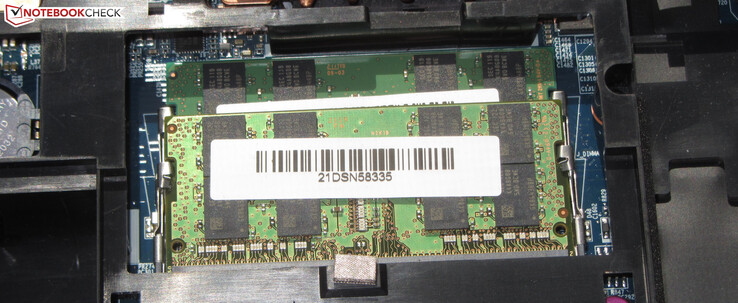 Das Notebook verfügt über zwei Arbeitsspeicherbänke.