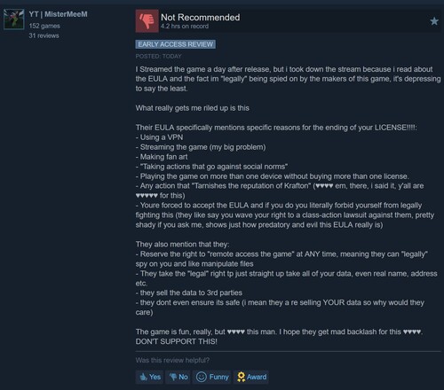 Negatives Subnautica 2 Review auf Steam