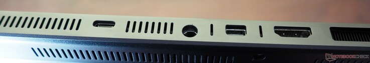 Rückseite: USB-C 4 (DP 2.1 & PD), DC-In, Mini-DisplayPort 2.1, HDMI 2.1