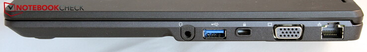 Rechts: Komboklinke, USB-A (3.0), Kensington, VGA, LAN