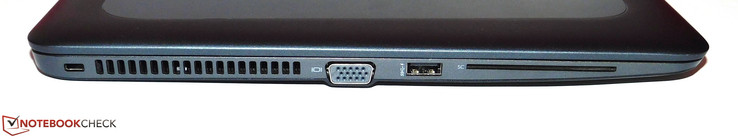 links: Kensington-Lock, VGA, USB 3.0 Typ A, Smartkarten-Lesegerät
