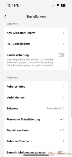 Einstellungen (Bild 2) - Dreame A1 Mähroboter Test
