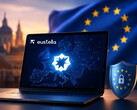 Ein Laptop mit europäischem KI-Anbieter Eustella darauf