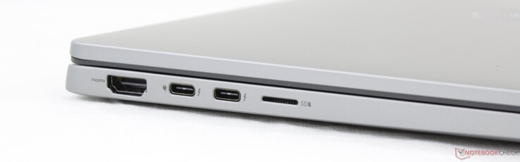 Links: HDMI 2.0, 2x USB Typ-C mit Thunderbolt 3, Speicherkartenleser