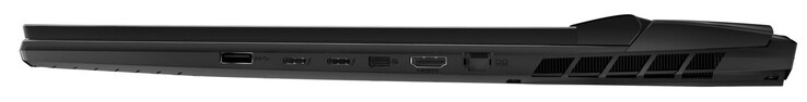 Rechte Seite: USB 3.2 Gen 2 (USB-A), 2x Thunderbolt 4 (USB-C; Displayport), Mini Displayport, HDMI, Gigabit-Ethernet