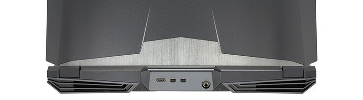 Hinten: HDMI 2.0, 2x miniDisplayPort 1.3, Strom