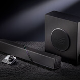 Das Desktop-Lautsprechersystem kostet in China rund 548 US-Dollar (etwa 470 Euro). Abgebildet: die Soundbar mit Subwoofer und Fernbedienung
