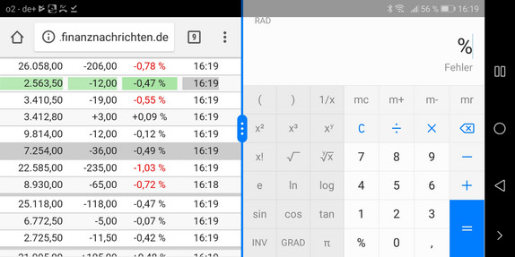 Splitscreen-Modus für den Parallelbetrieb zweier Apps