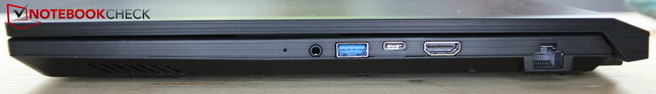 Rechts: Headset-Klinke, USB-A 3.0, USB-C 3.0, HDMI