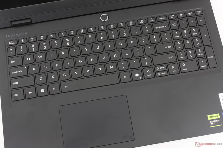 Tastatur mit optionaler weißer Hintergrundbeleuchtung, geringem Tastenhub und einem kleinen Clickpad mit den Maßen 10,5 × 7