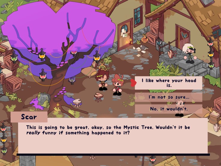 Das Gameplay besteht im wesentlichen daraus, in der Rolle von Grian über die Insel zu laufen, mit Figuren zu sprechen und nach Geheimnissen zu suchen. (Im Bild: Ein Screenshot aus In Heartfall: A Tale in Three Lives)