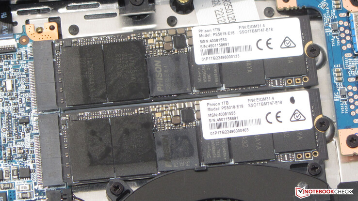 Das X20 hat zwei PCIe-4-SSDs an Bord.