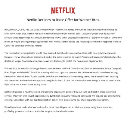 Offizielle Erklärung von Netflix