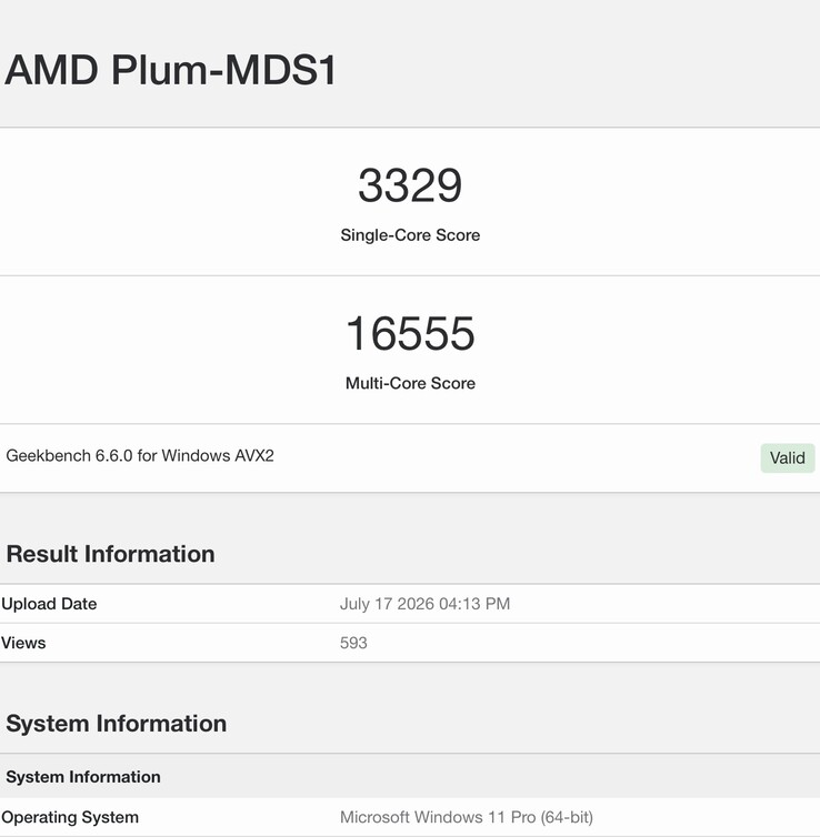 Geekbench-6-Ergebnisse des geleakten Zen-6-Engineering-Samples