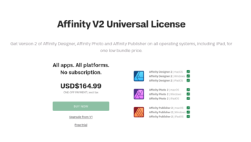 Affinity Universal Pricing vor dem Abschalten der Website. (Bildquelle: Affinity)