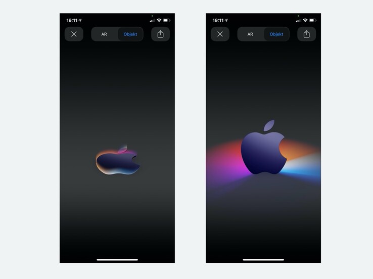 In Apples Augmented Reality-Teaser klappt ein Apple Logo auf, genau so, wie man das bei einem MacBook erwarten würde. (Bild: Apple)
