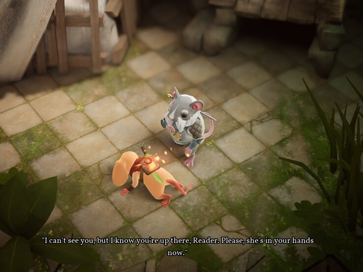 Quill wird zu Boden geworfen und bittet den Spieler um Hilfe